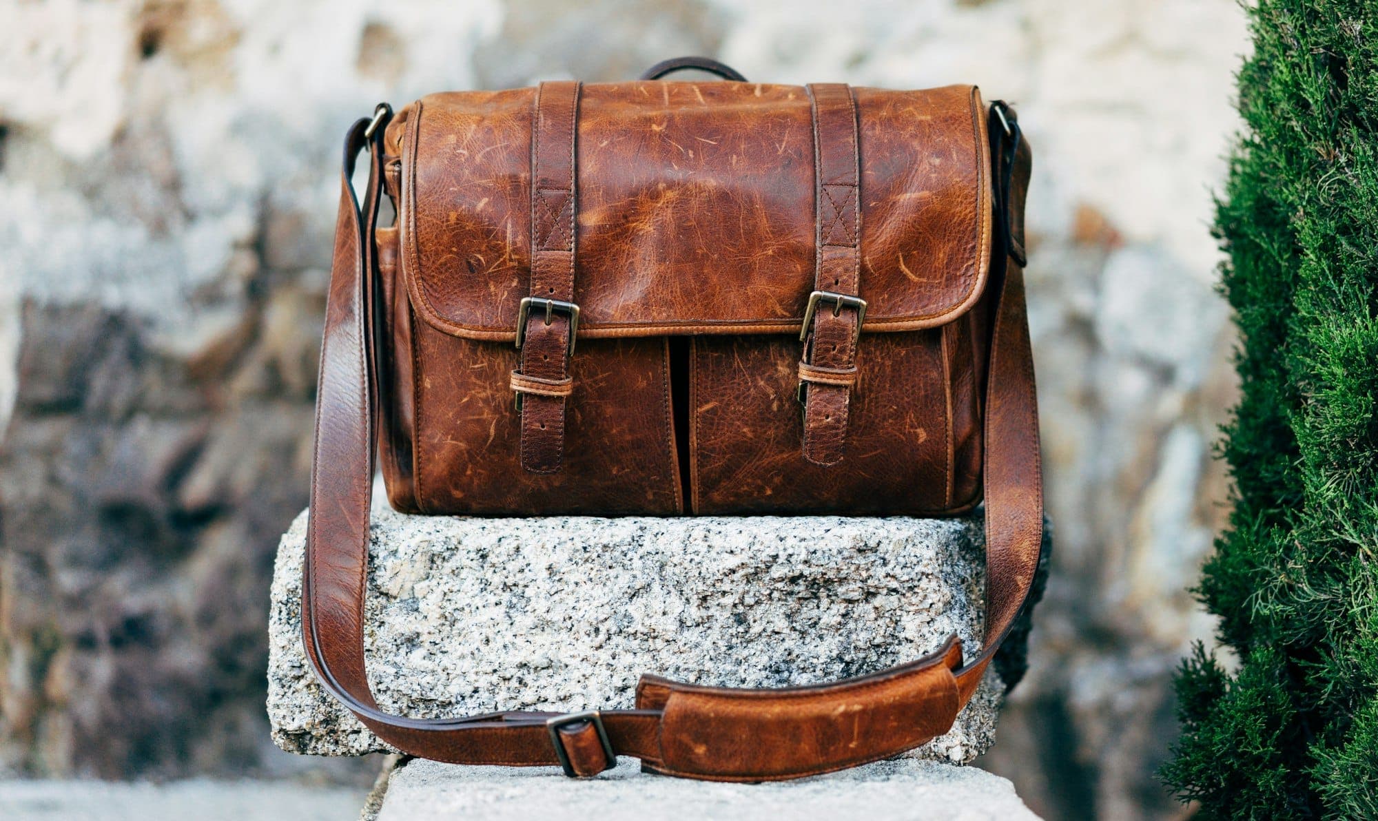 Full-grain leather satchel from a private-label programme