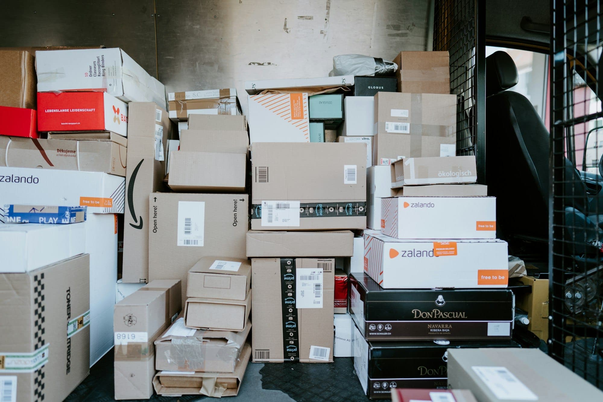 Cartons staged for despatch
